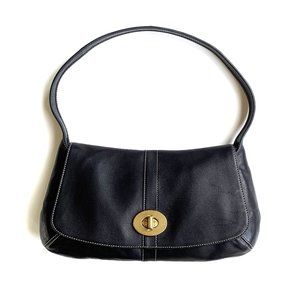 Coach Shoulder Flap Full-Grain Leather Black Bag